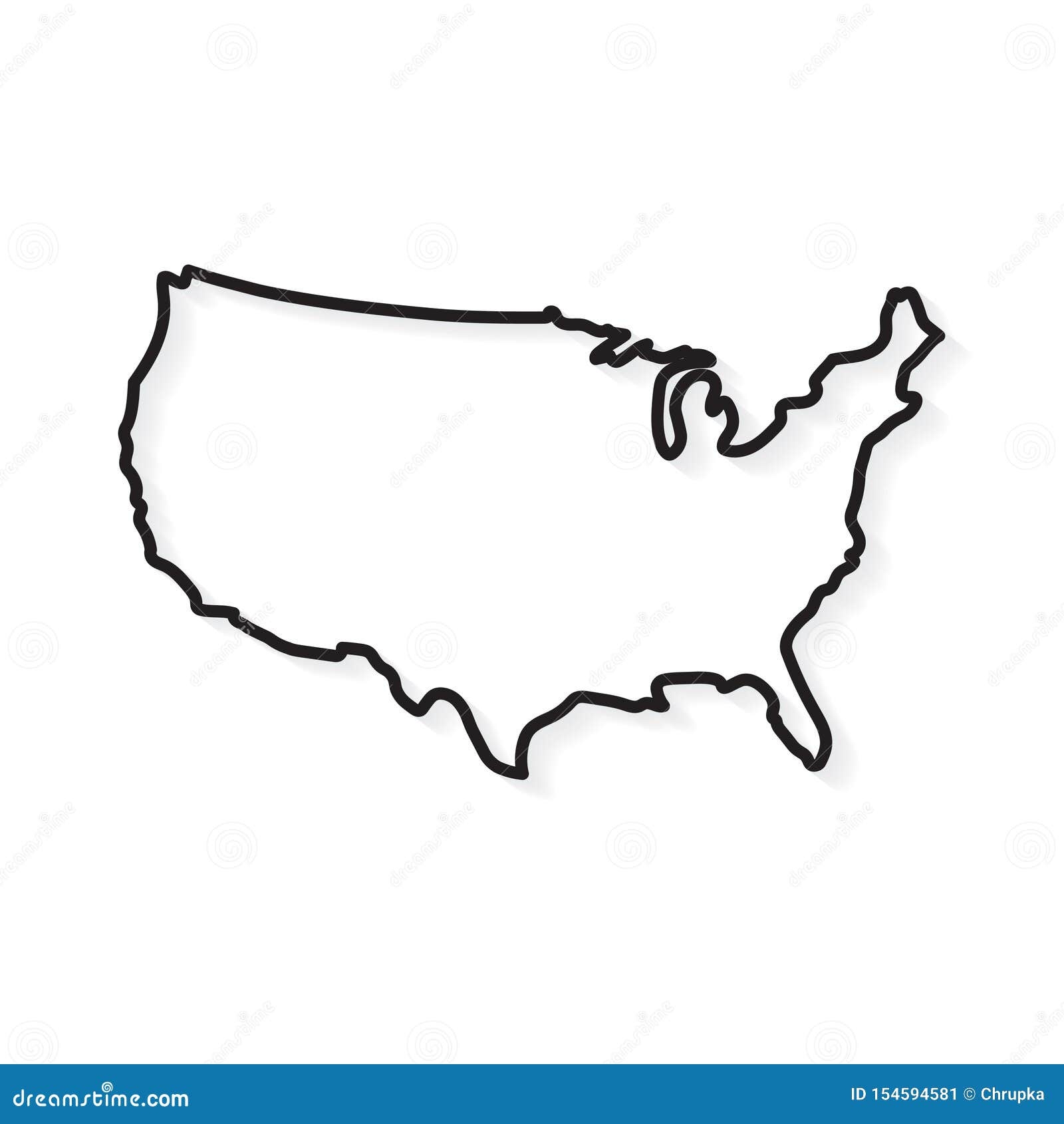 Outline United States Map Stock Vector Illustration Of Border 154594581