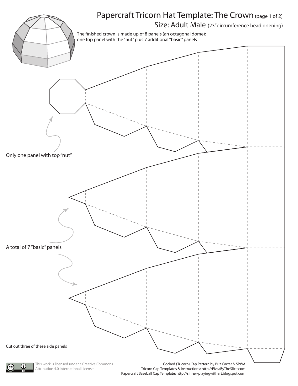 Papercraft Tricorn Hat Template Download Printable PDF Templateroller