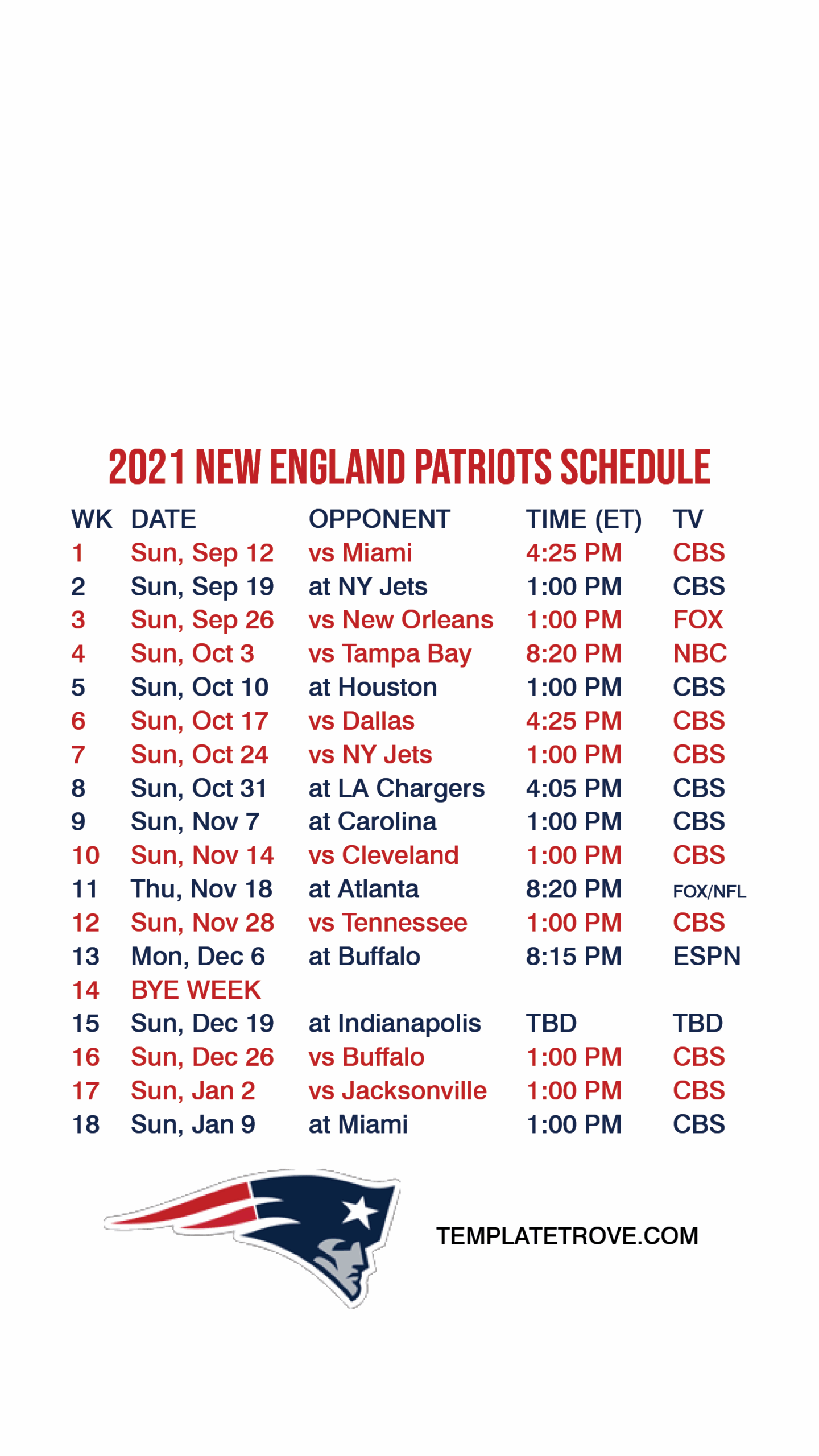 Patriots Schedule 2025 Printable Free Printable Editable Templates