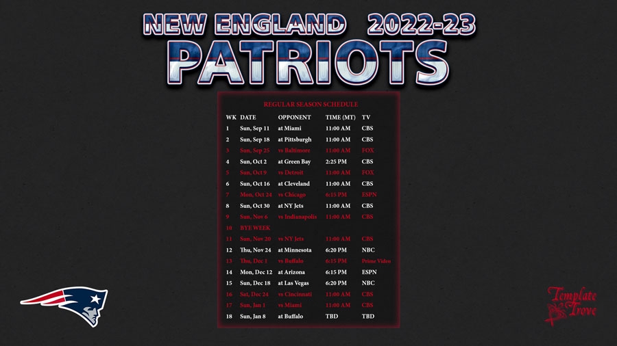 Patriots Schedule Printable 2025 Clara Pacheco