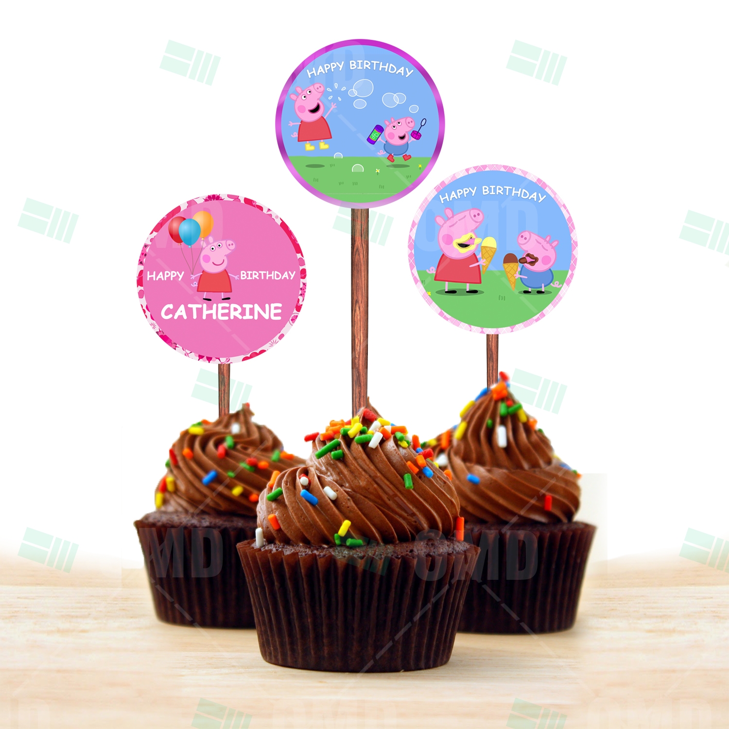 Peppa Pig Cartoon Party Cupcake Toppers Cartoon Invites