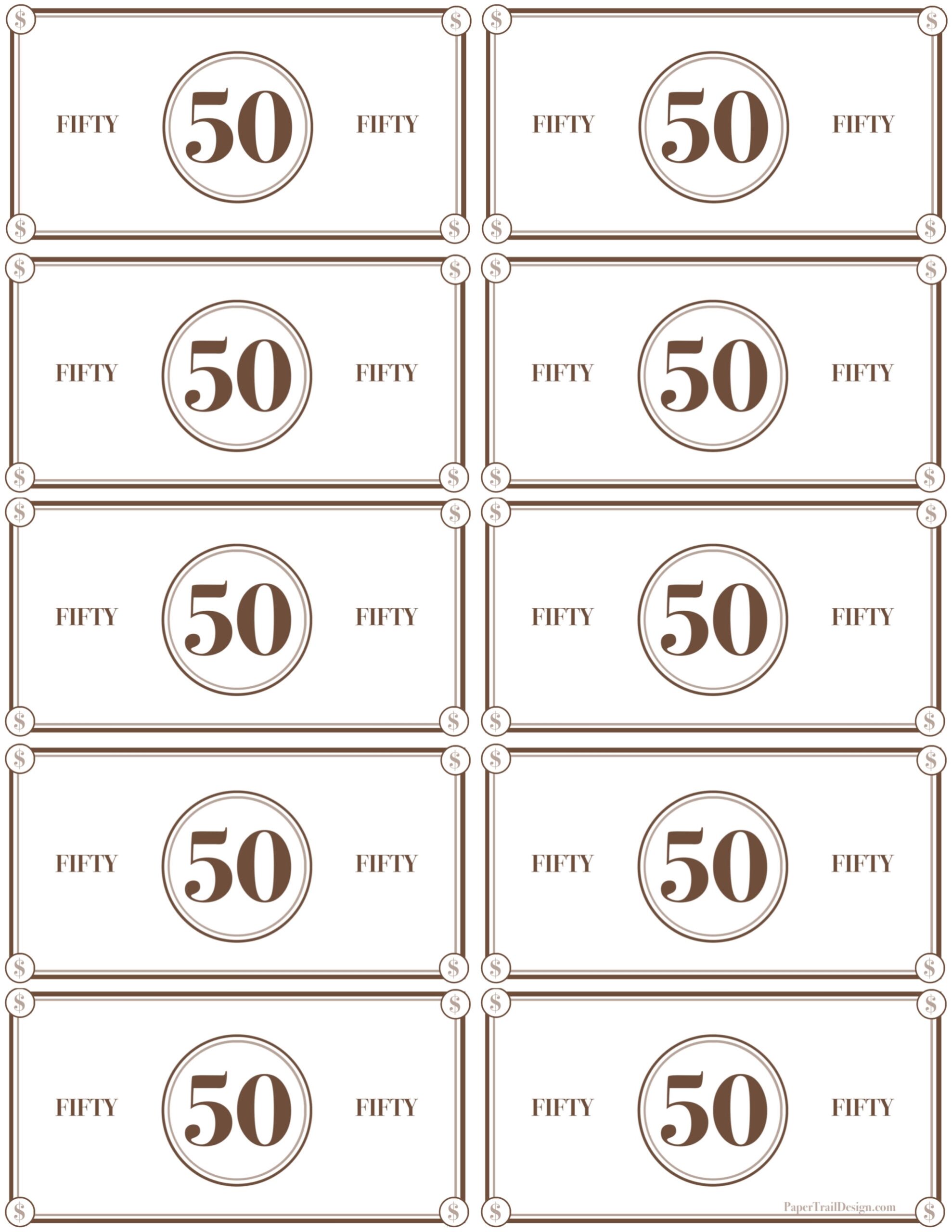 Play Money Printable Paper Trail Design