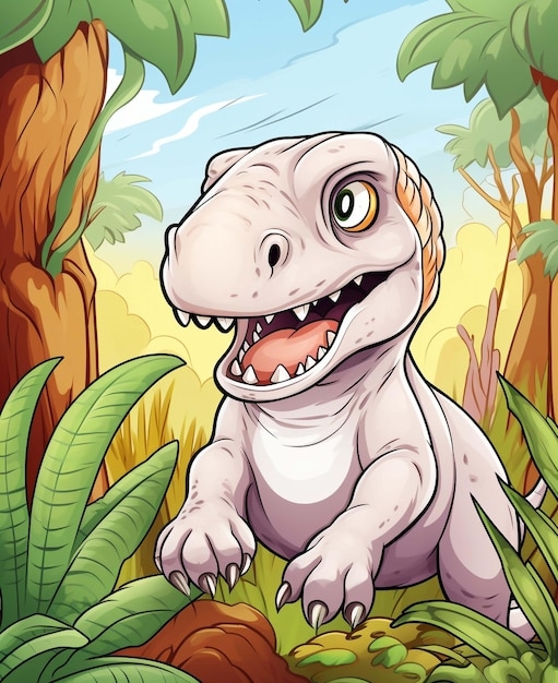 Premium AI Image Dinasour Coloring Page