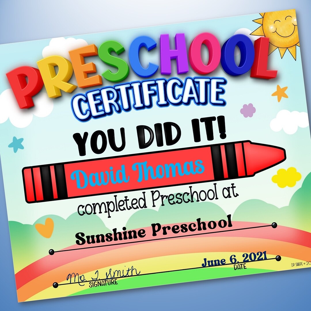 Preschool Promotion Certificates Powerpoint Certificates School