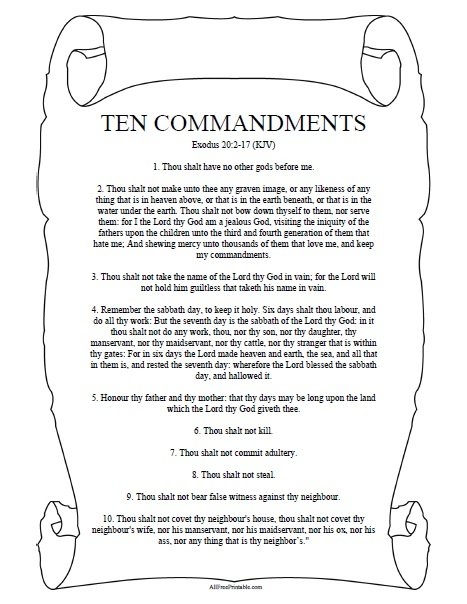Print 10 Commandments List Free Printable