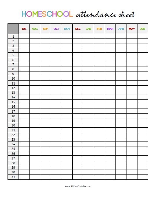 Print Student Attendance Sheet Free Printable
