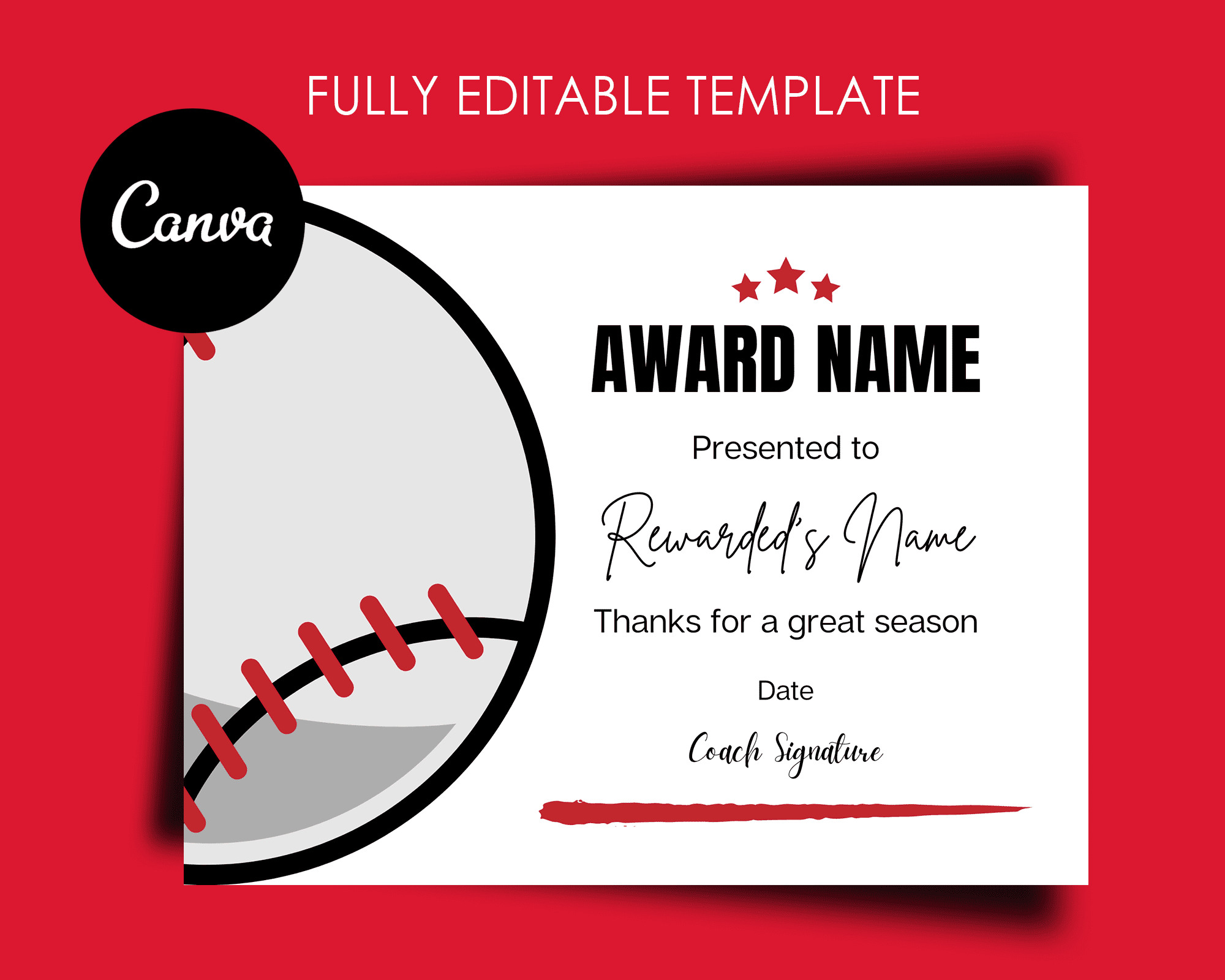 Printable Baseball Certificate Template