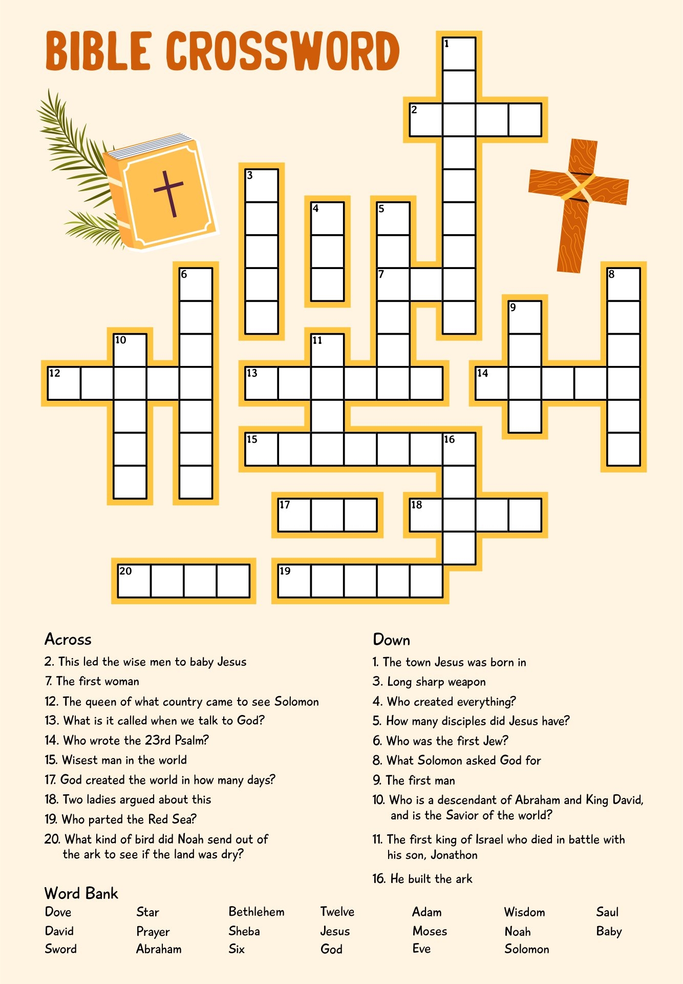Printable Bible Crossword Puzzles With Answers At James Oneill Blog