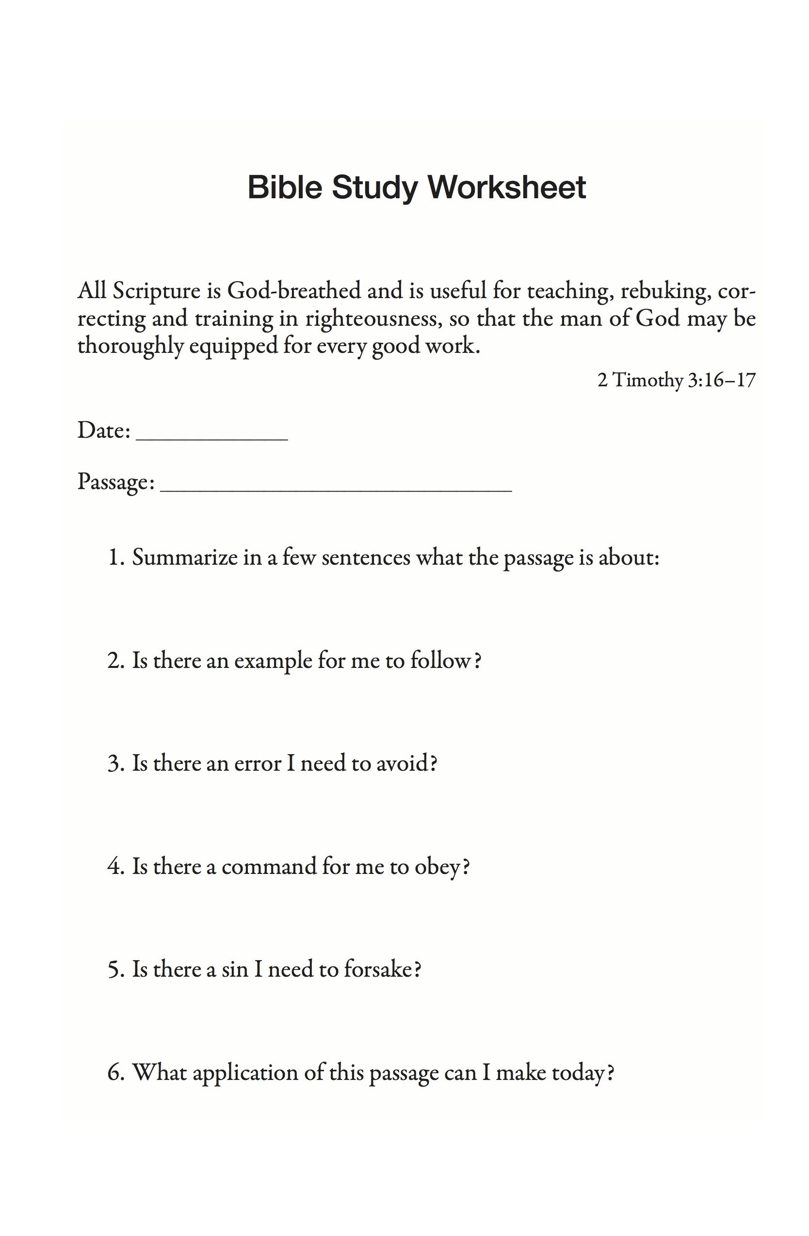 Printable Bible Study Lessons With Questions And Answers