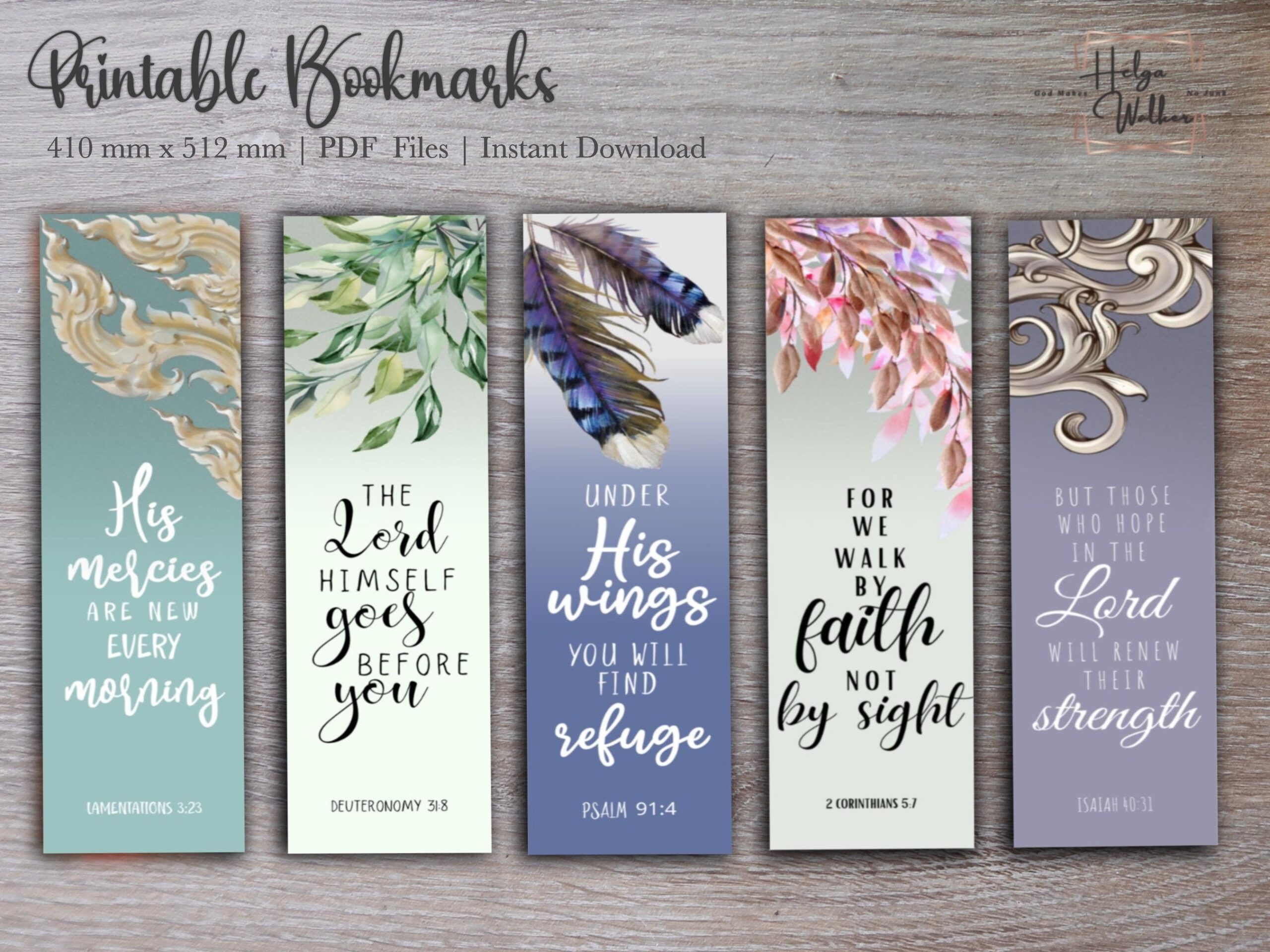 Printable Bible Verses Bookmarks Set Of 5 Size 410mm X 152mm