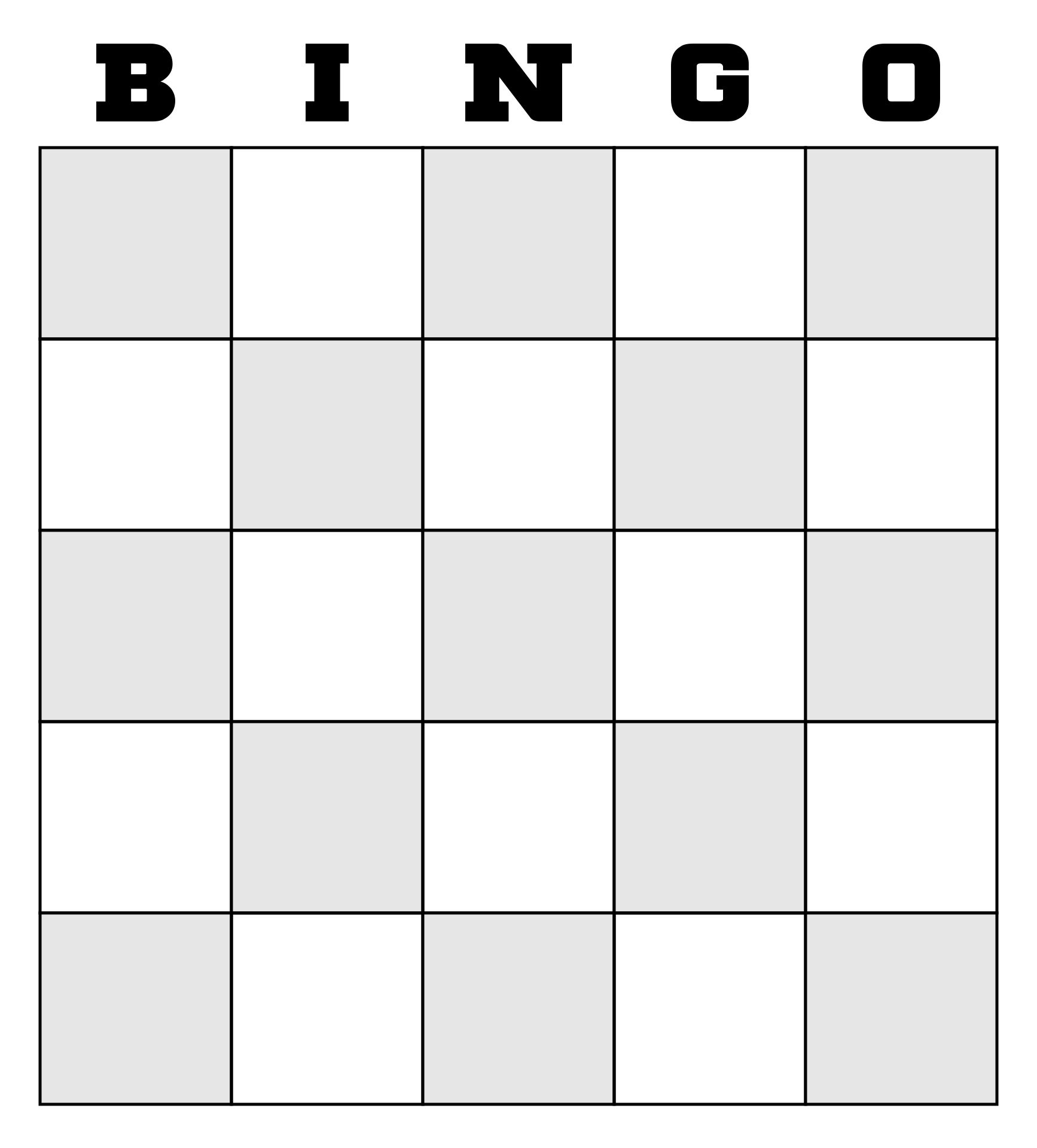 Printable Bingo Boards Blank