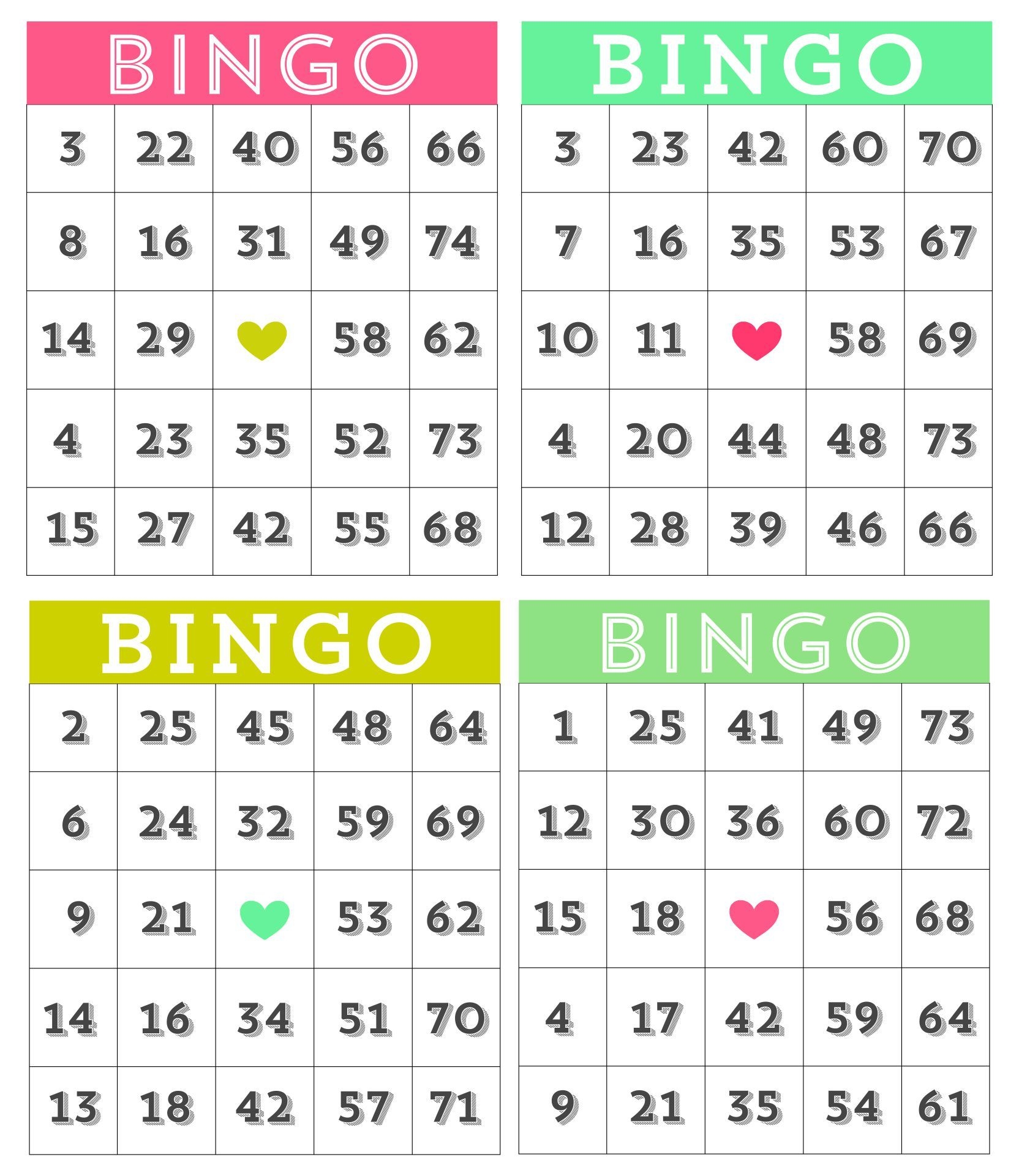 Printable Bingo Sheets With Hearts