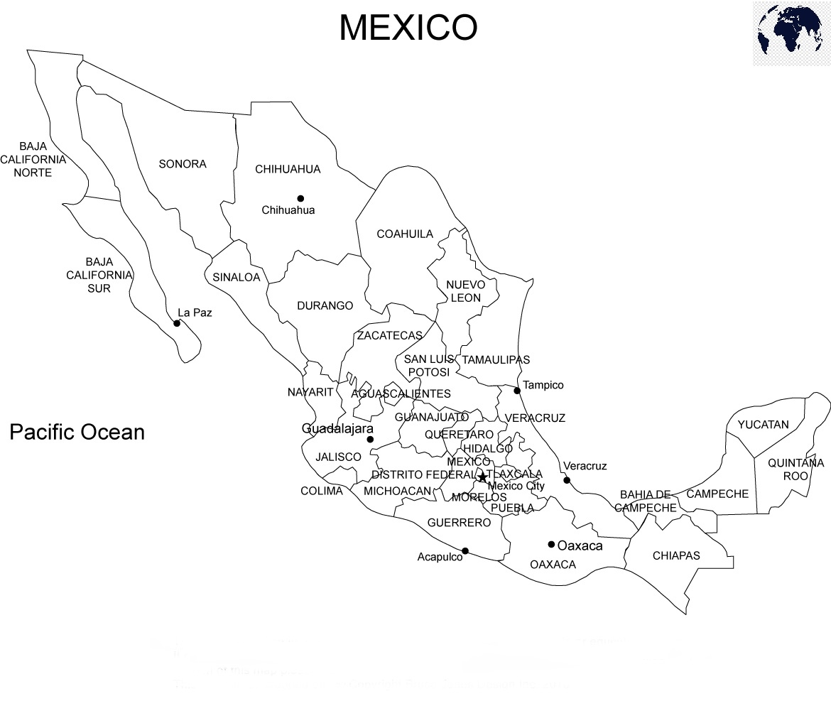 Printable Blank Mexico Map With Outline Transparent PNG Map
