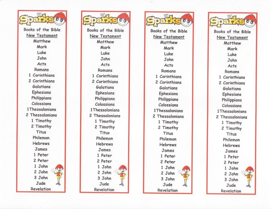 Printable Books Of The Bible Bookmark