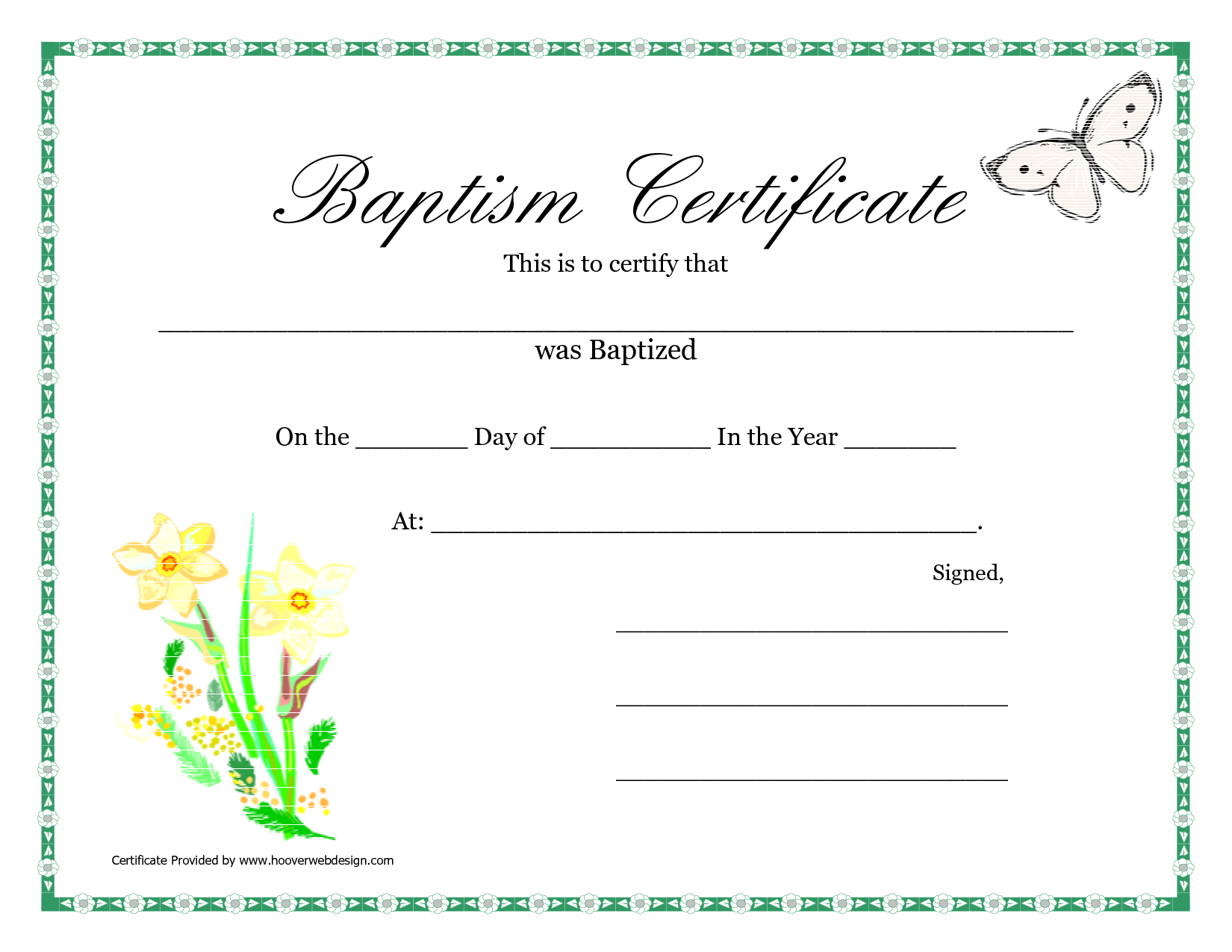 Printable Certificate PDFs baptism Certificate Templates