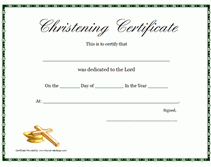 Printable Christening Certificates