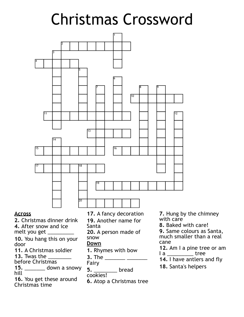 Printable Christmas Crossword Puzzles Hard