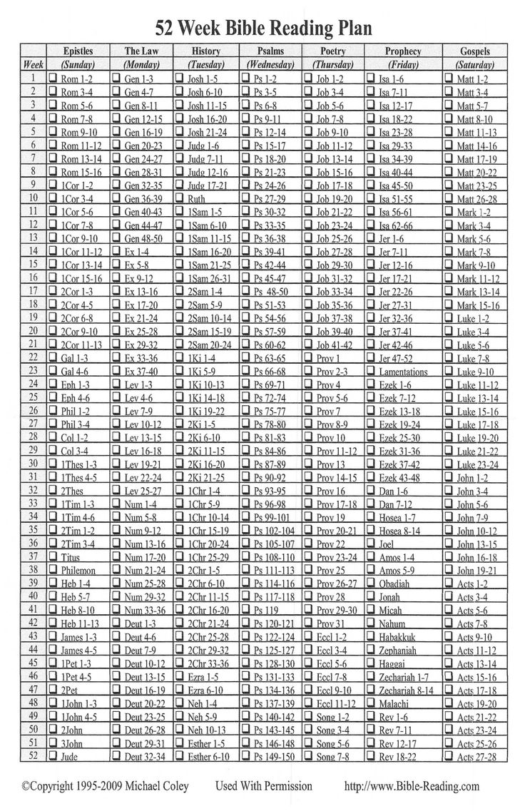 Printable Chronological Bible Reading Plan