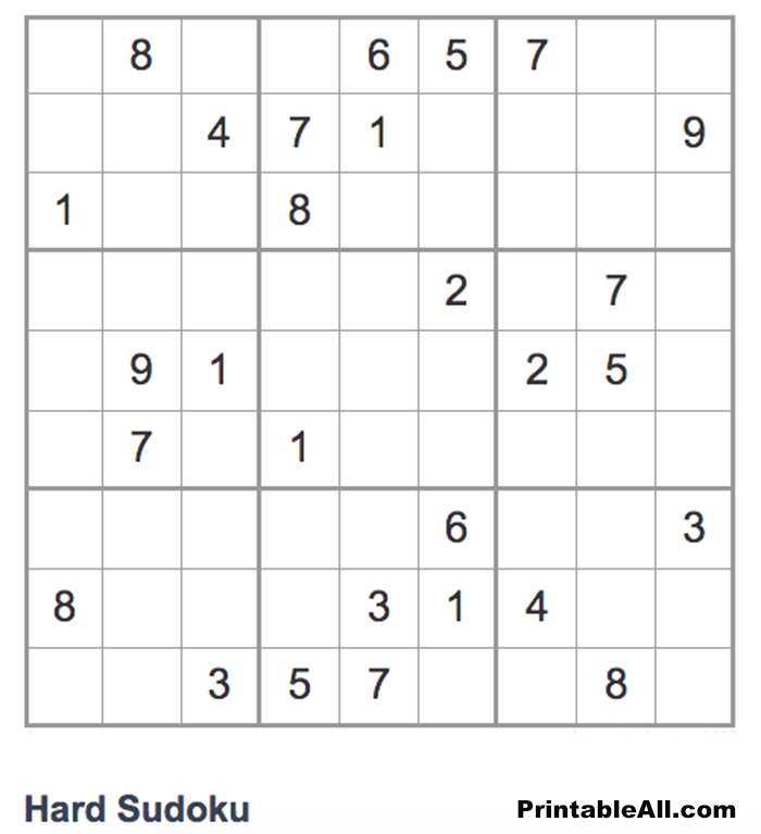 Printable Difficult Sudoku Sheet 12 Free Download And Print For You 