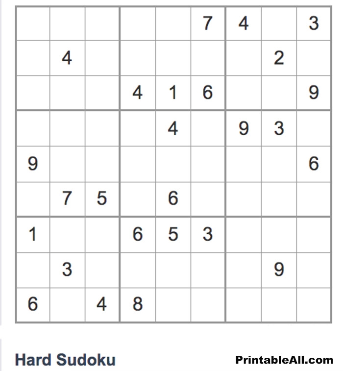 Printable Difficult Sudoku Sheet 12 Free Download And Print For You 