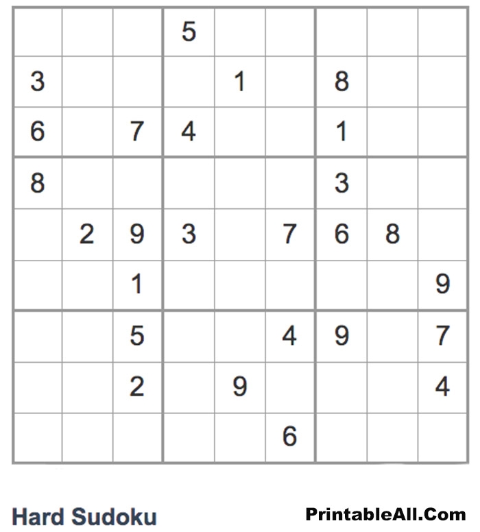 Printable Difficult Sudoku Sheet 2 Free Download And Print For You