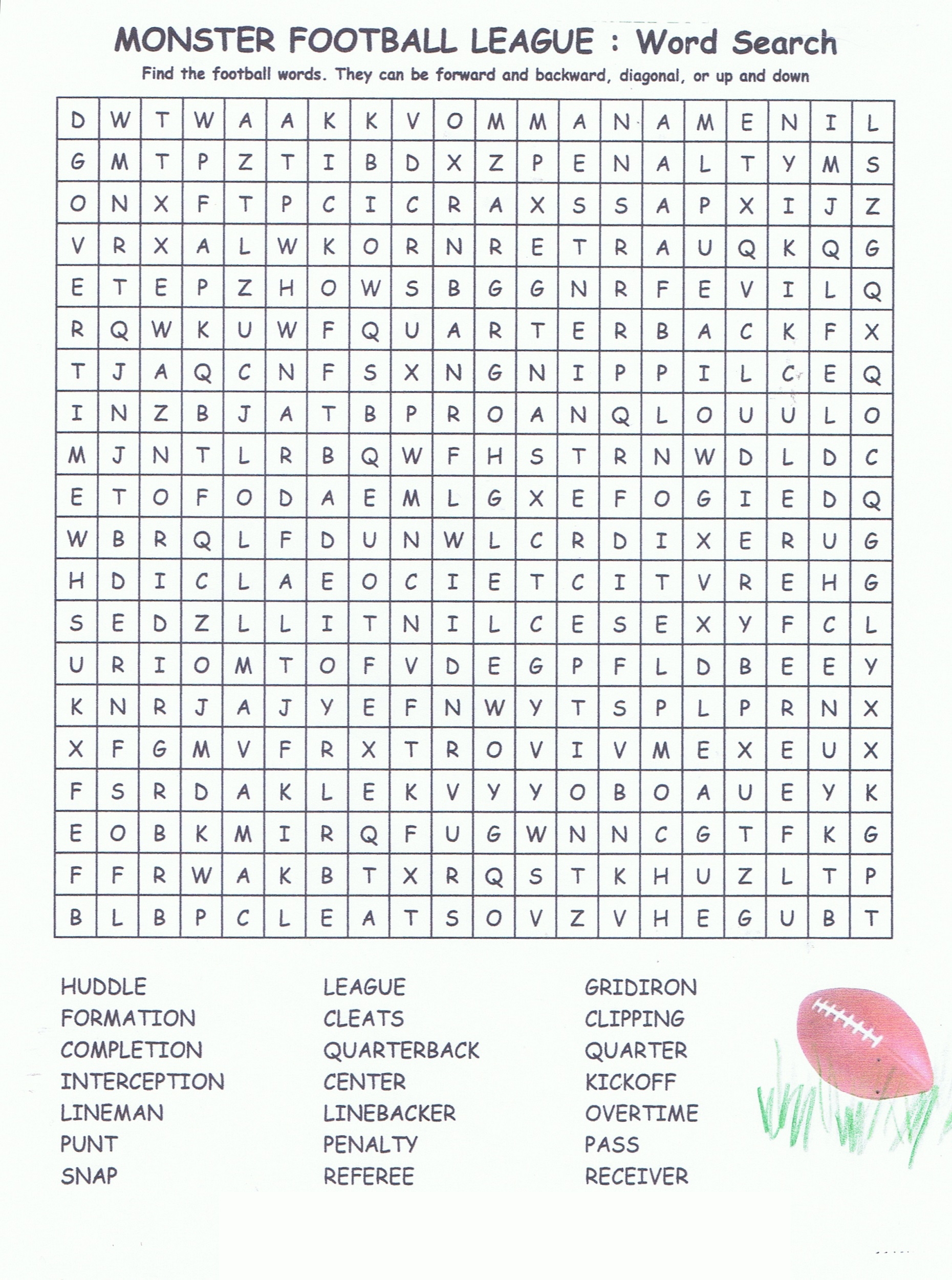 Printable Football Word Search Activity Shelter Printable Football Word Search Activity Shelter