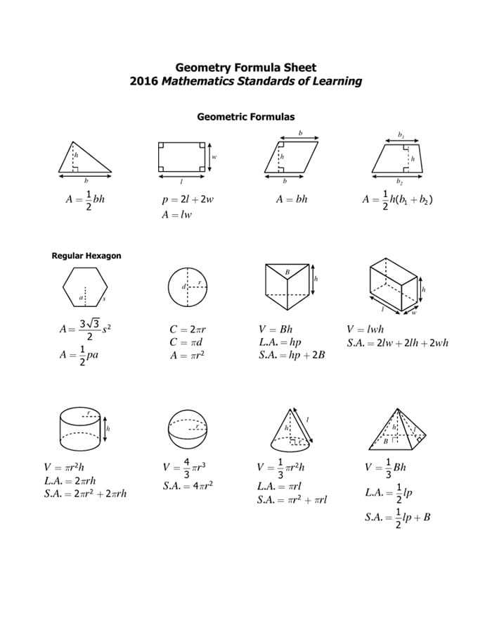 Printable Geometry Formulas Sheet Free Download And Print For You 
