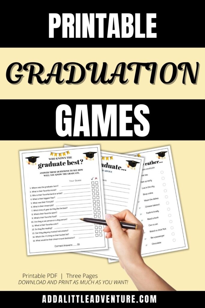 Printable Graduation Games Add A Little Adventure