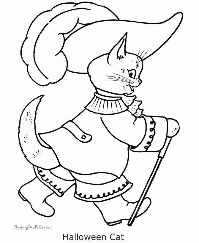 Printable Halloween Cat Coloring Page 012
