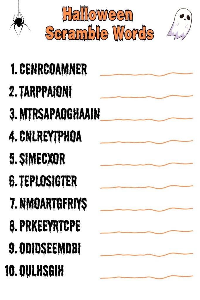 Printable Halloween Scramble Words Worksheets Printables Hub