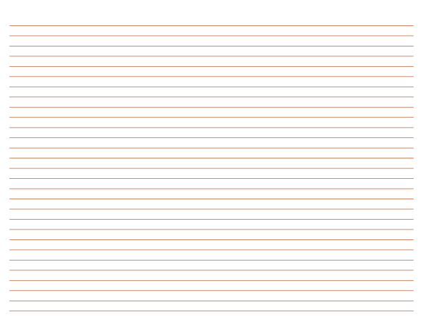 Printable Landscape Light Brown Lined Paper Narrow Ruled For Letter Paper