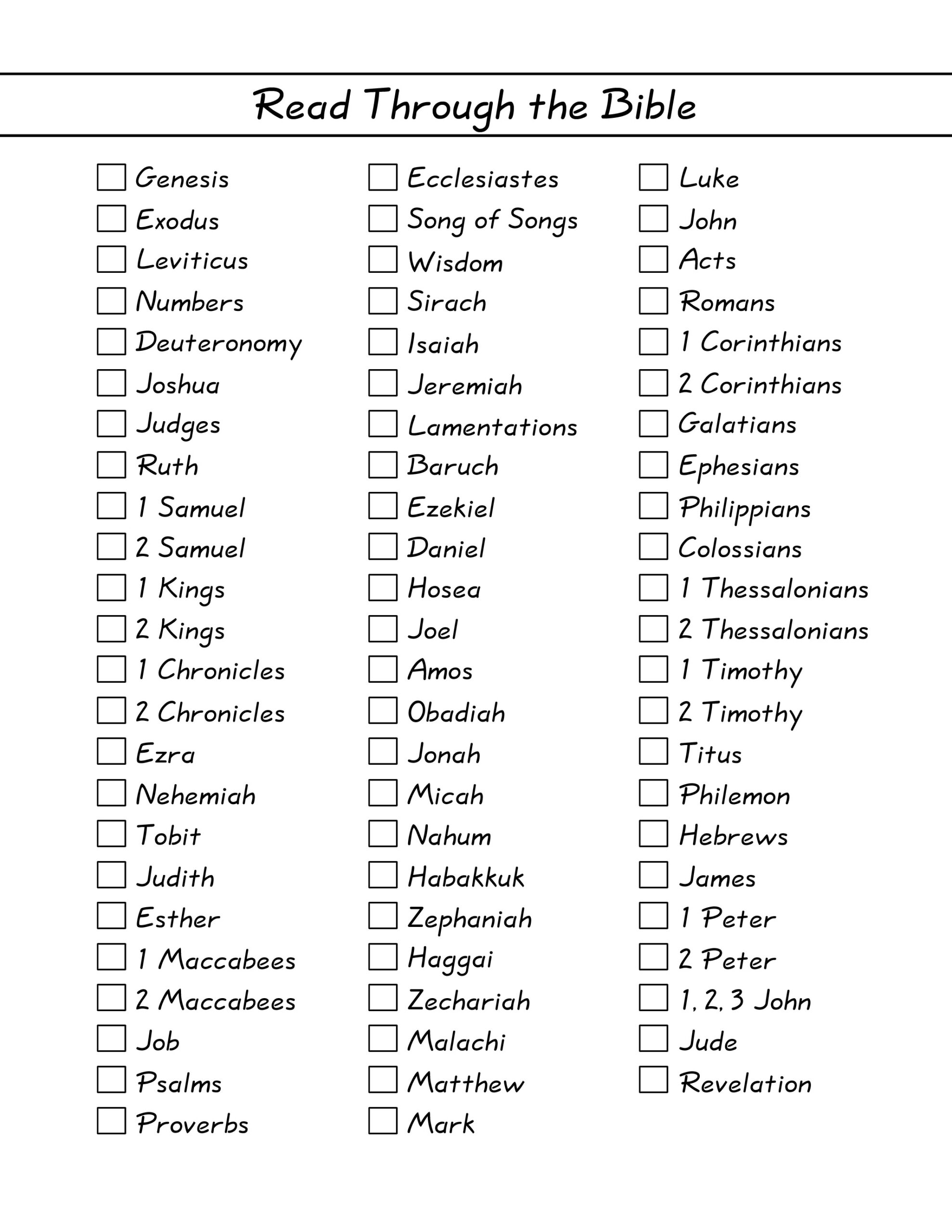 Printable List Of The 66 Books Of The Bible