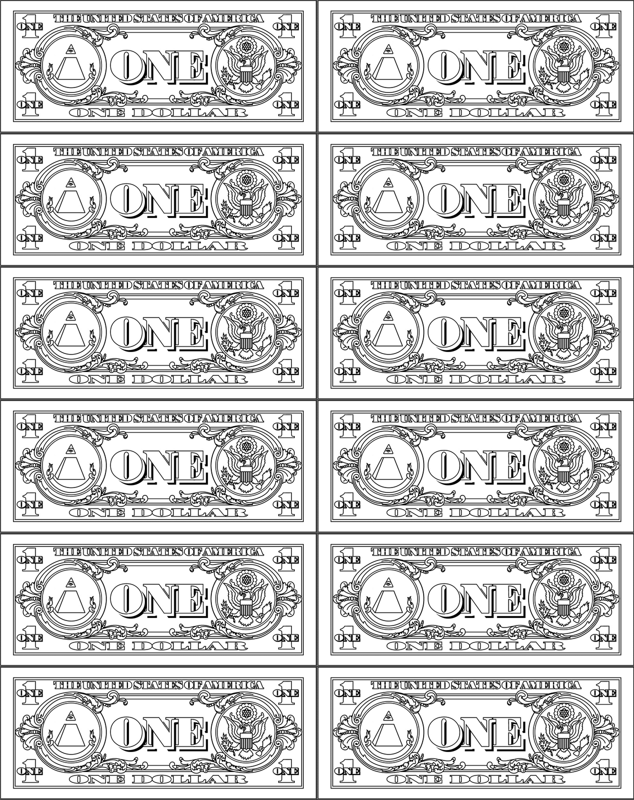 Printable Play Money 10 Coloring Kids