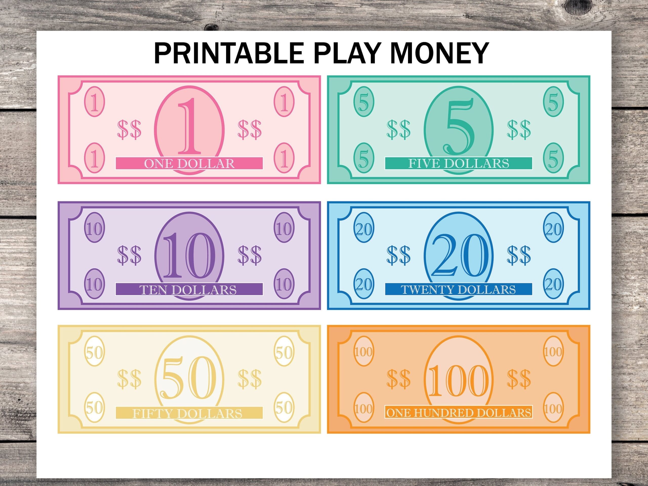 Printable Play Money Pretend Play Money Play Food Money Learning 