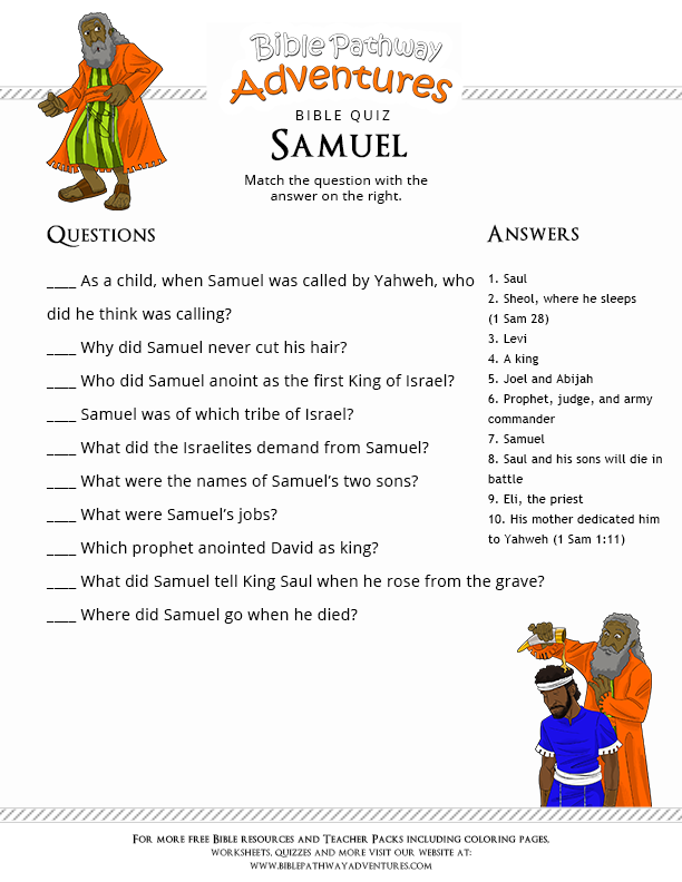 Printable Samuel Bible Story Activities Printable Samuel Bible Story Activities