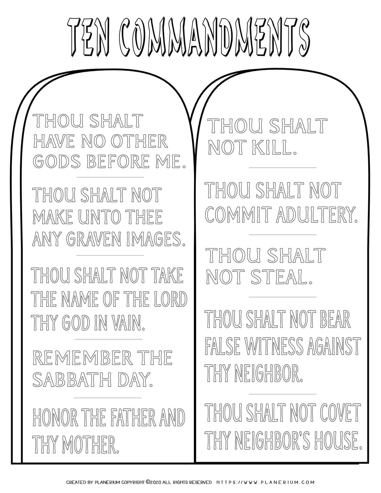 Printable Ten Commandments Coloring Pages