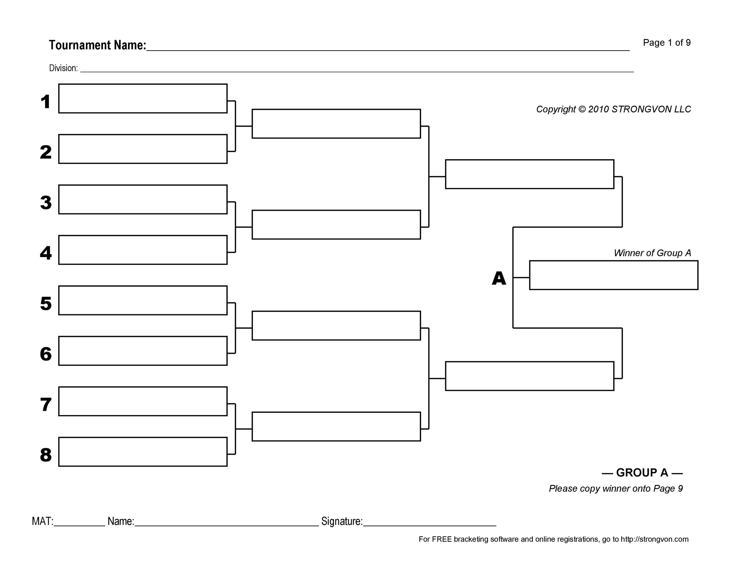 Printable Tournament Brackets Blank