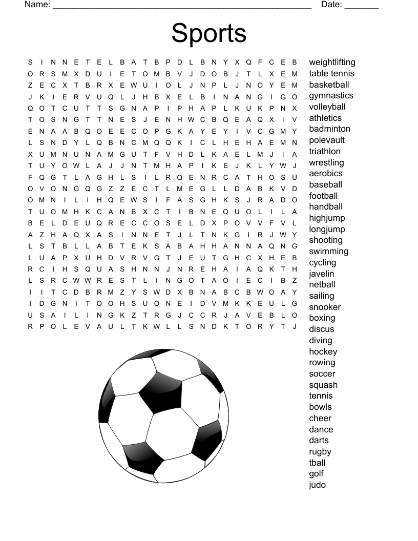 Printable Word Searches For Adults Sports