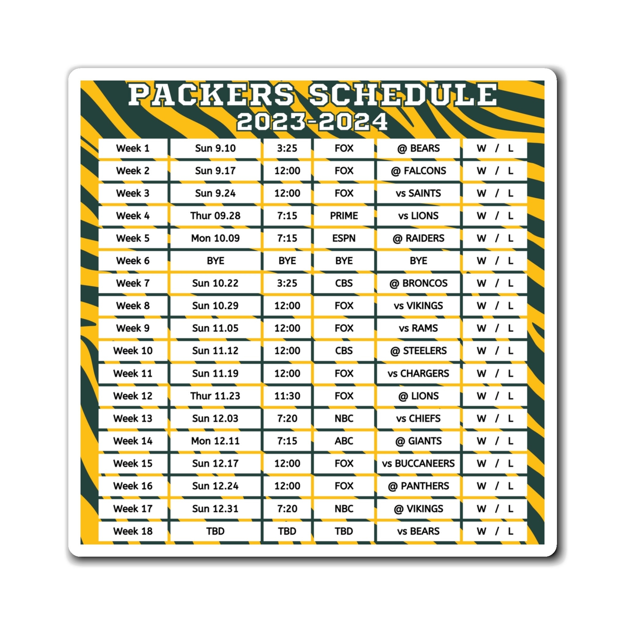 Reen Bay Packers Schedule 2025 Printable Gordon Bailey