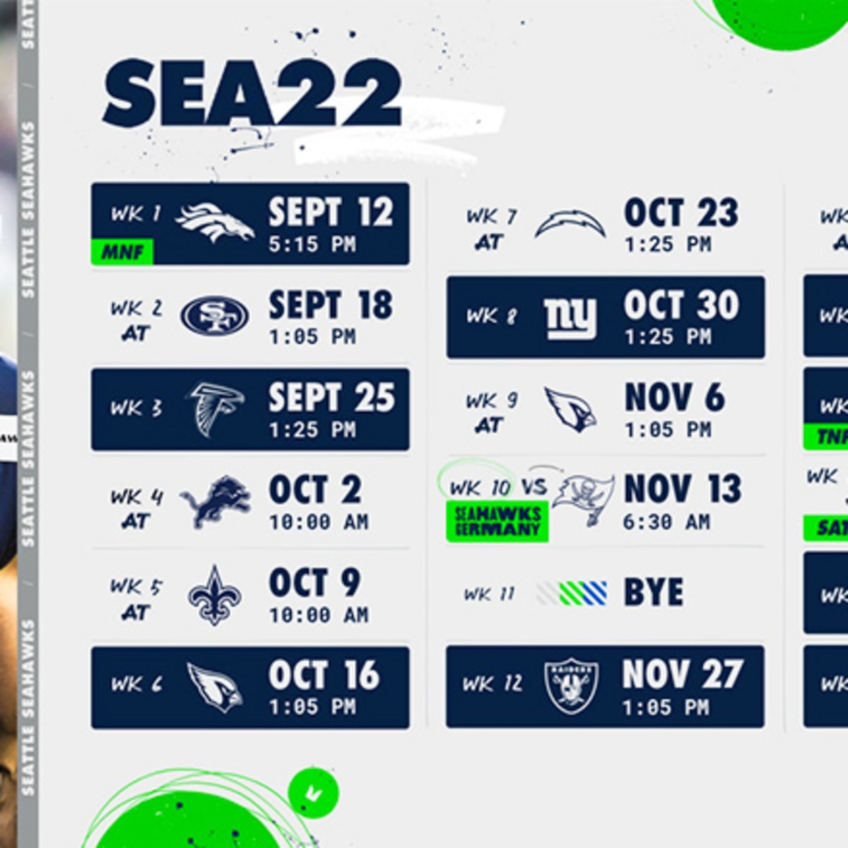 Seattle Seahawks Printable Schedule 2022 2023