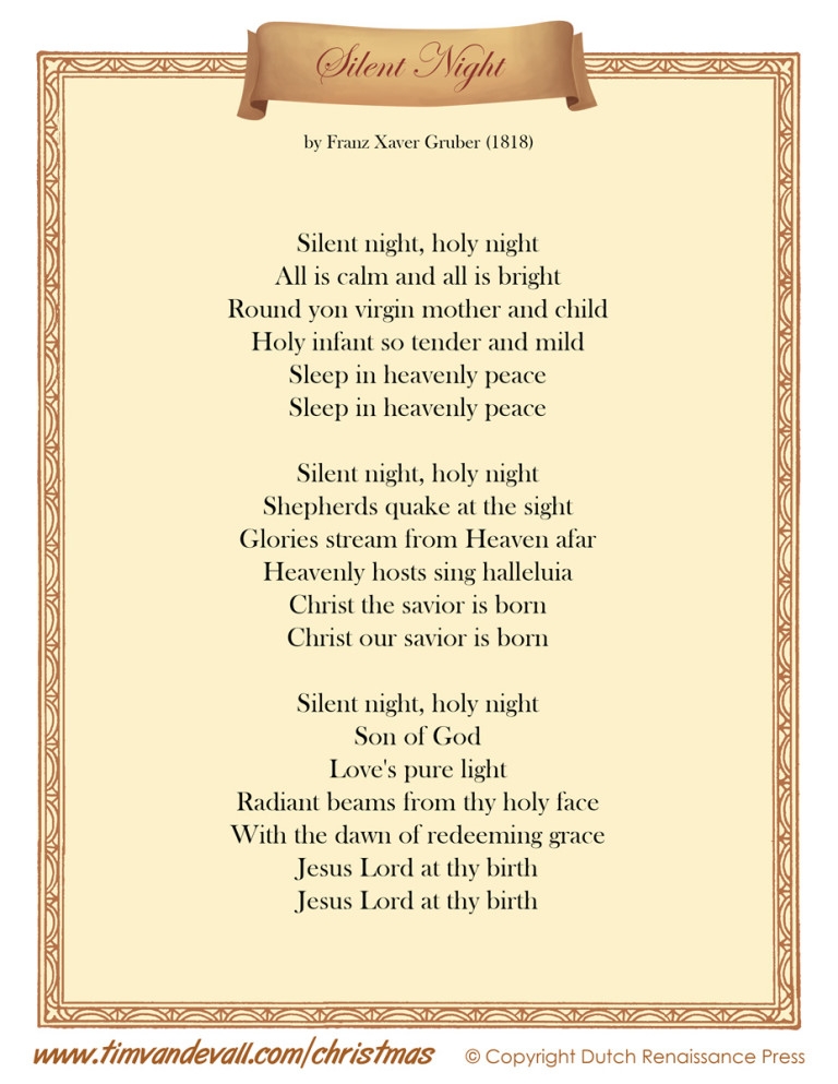 Silent Night Lyrics Printable Christmas Printables