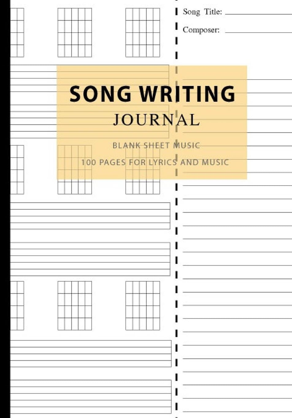 Song Writing Journal Blank Sheet Music 100 Pages For Lyrics And Music 