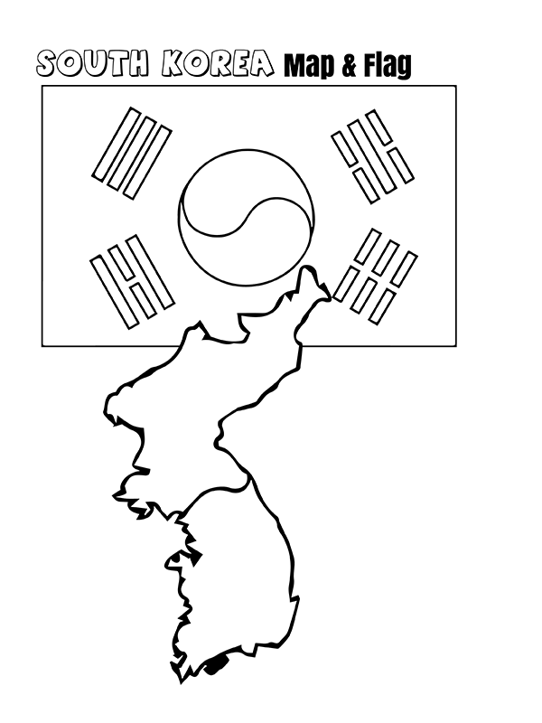 South Korea Flag Coloring Pages Coloring Nation