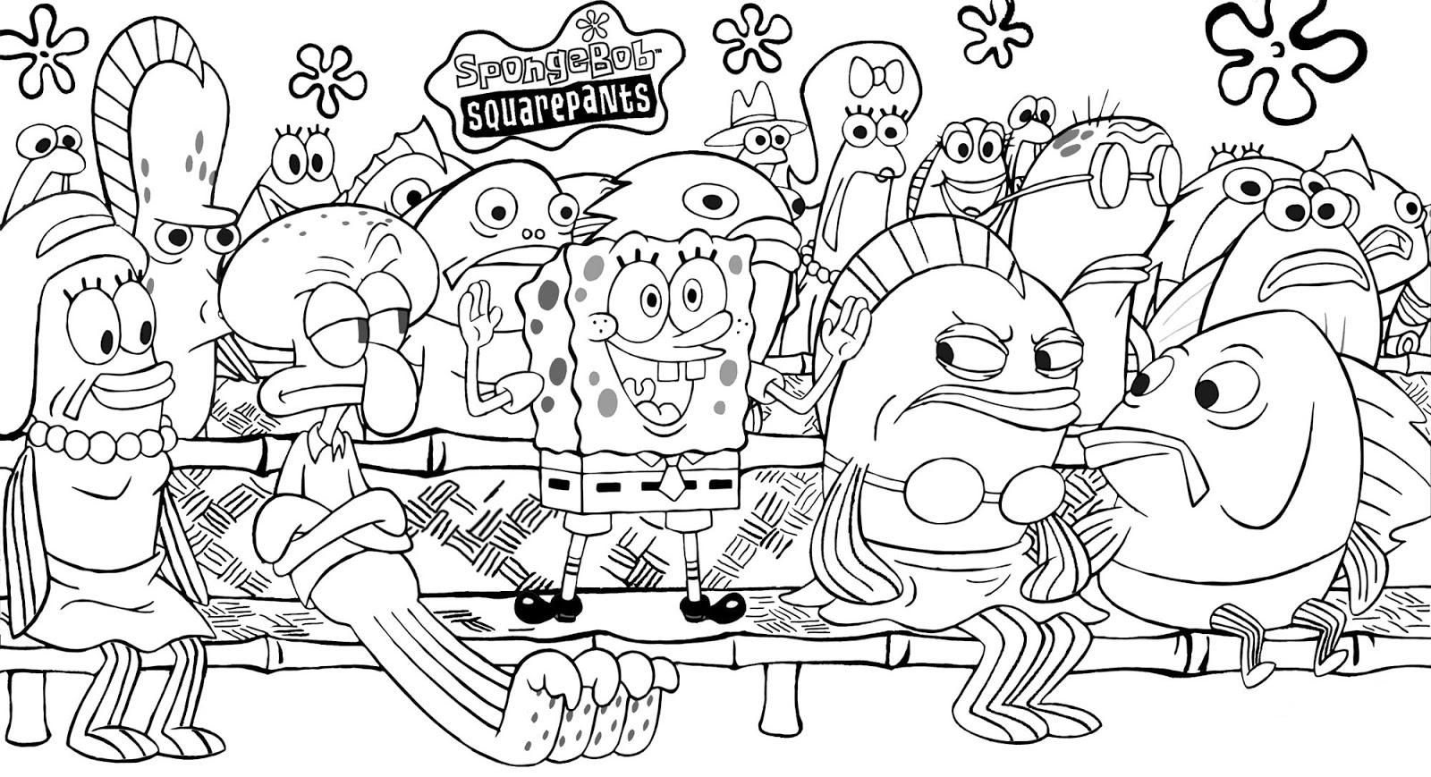 Spongebob And Friends Take The Attention Spongebob Coloring 