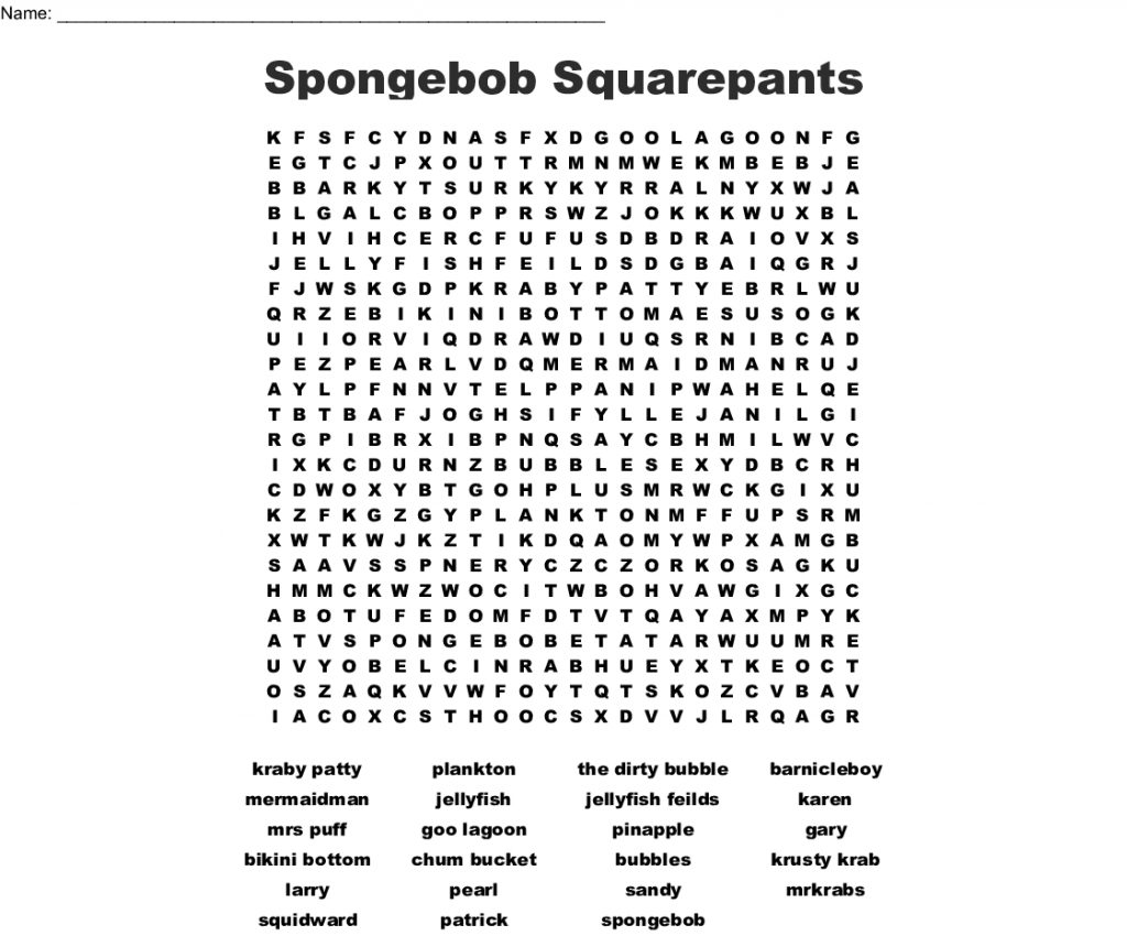 Spongebob Squarepants Word Search Wordmint Word Search Printable Spongebob Squarepants Word Search Wordmint Word Search Printable