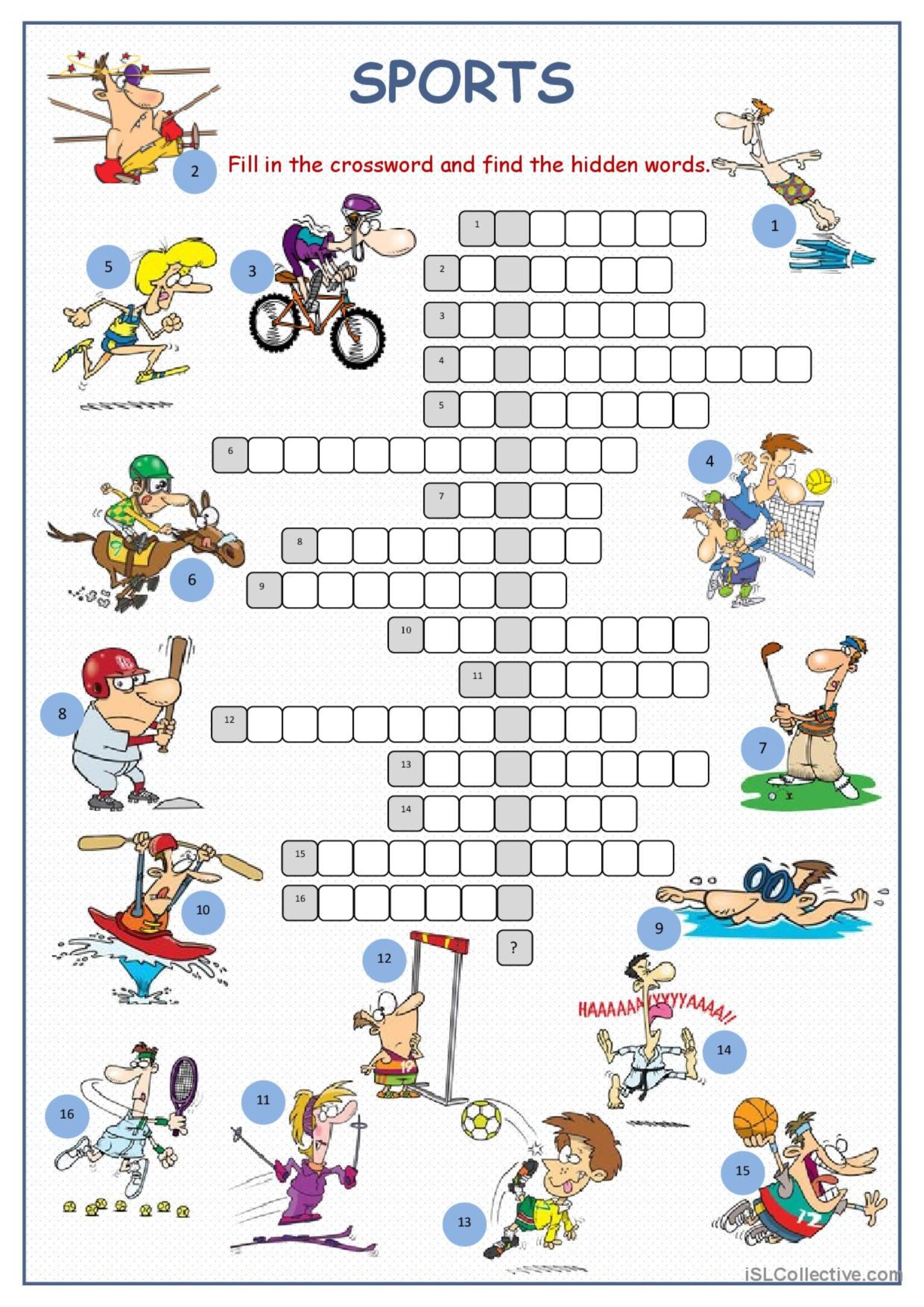 Sports Crossword Puzzle Crossword English ESL Worksheets Pdf Doc