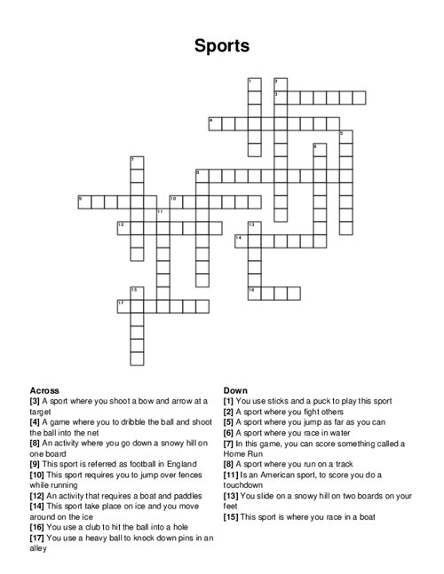 Sports Crossword Puzzle