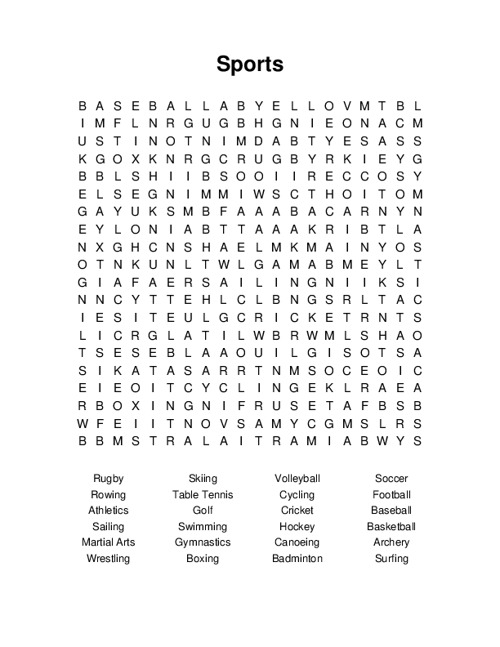 Sports Word Search