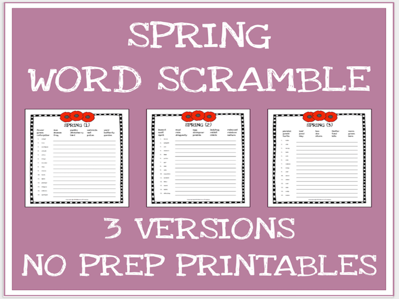 Spring Scrambled Words No Prep Printable Worksheets Teaching Resources Spring Scrambled Words No Prep Printable Worksheets Teaching Resources