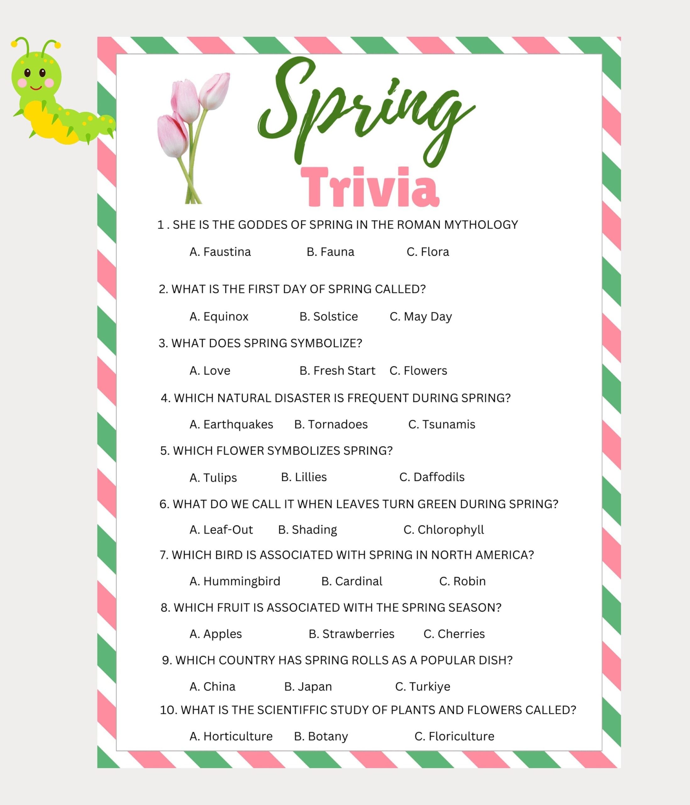 Spring Trivia Spring Party Games Spring School Games For Kids Spring